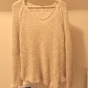 Cream Sweater with Open Lace Back